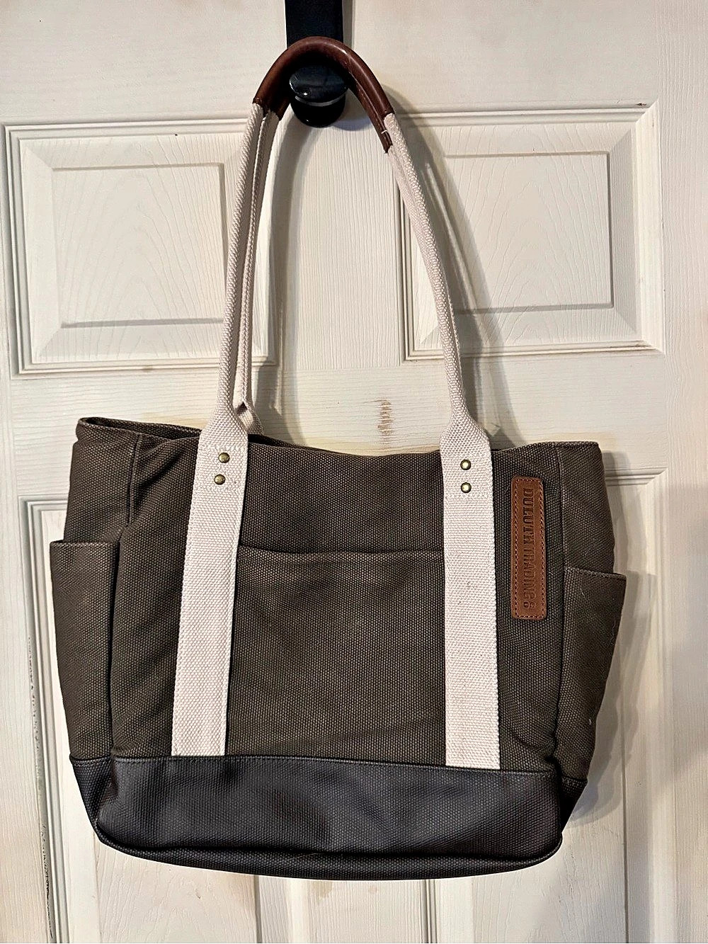 Duluth Trading Tote Bag Green & White